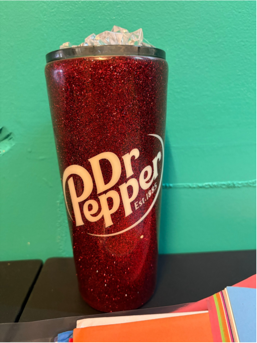 Dr Pepper Glitter Tumbler Cup One Size Red White